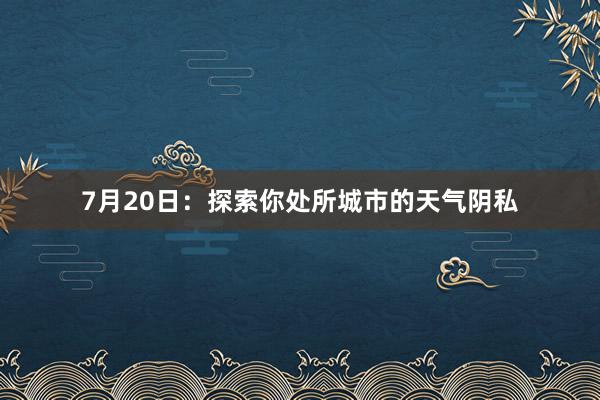 7月20日：探索你处所城市的天气阴私